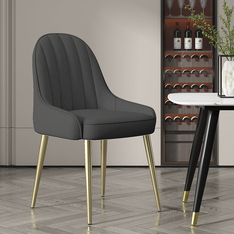 Indoor Scandinavian Arm Chair Parsons Back Metal Upholstered Dining Room Chair Gray Black 1 Piece Clearhalo ' kitchen&dining_furn' 'Dining Chairs' 'Dining Tables & Seating' 'dining_chair' 'furn' 'furn_dining_chair' 'Furniture' 'furniture_dining_chair' 'Kitchen & Dining Furniture' 'kitchen' 3998774
