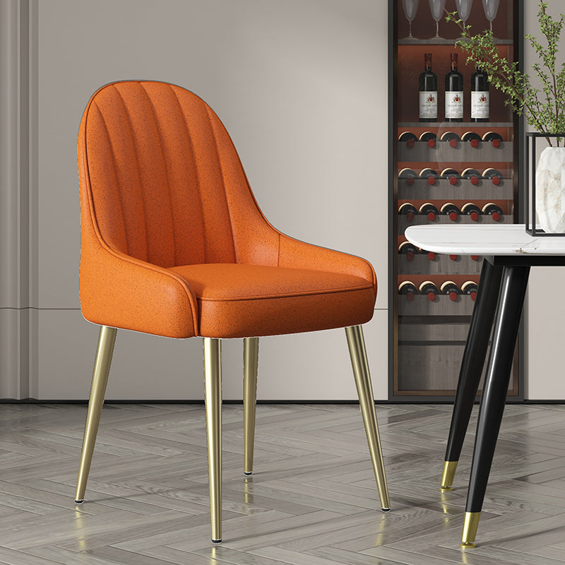 Indoor Scandinavian Arm Chair Parsons Back Metal Upholstered Dining Room Chair Orange 1 Piece Clearhalo ' kitchen&dining_furn' 'Dining Chairs' 'Dining Tables & Seating' 'dining_chair' 'furn' 'furn_dining_chair' 'Furniture' 'furniture_dining_chair' 'Kitchen & Dining Furniture' 'kitchen' 3998780