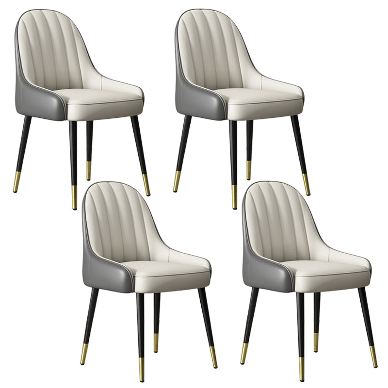 Indoor Scandinavian Arm Chair Parsons Back Metal Upholstered Dining Room Chair White-Gray 4 Piece Set Clearhalo ' kitchen&dining_furn' 'Dining Chairs' 'Dining Tables & Seating' 'dining_chair' 'furn' 'furn_dining_chair' 'Furniture' 'furniture_dining_chair' 'Kitchen & Dining Furniture' 'kitchen' 3998788