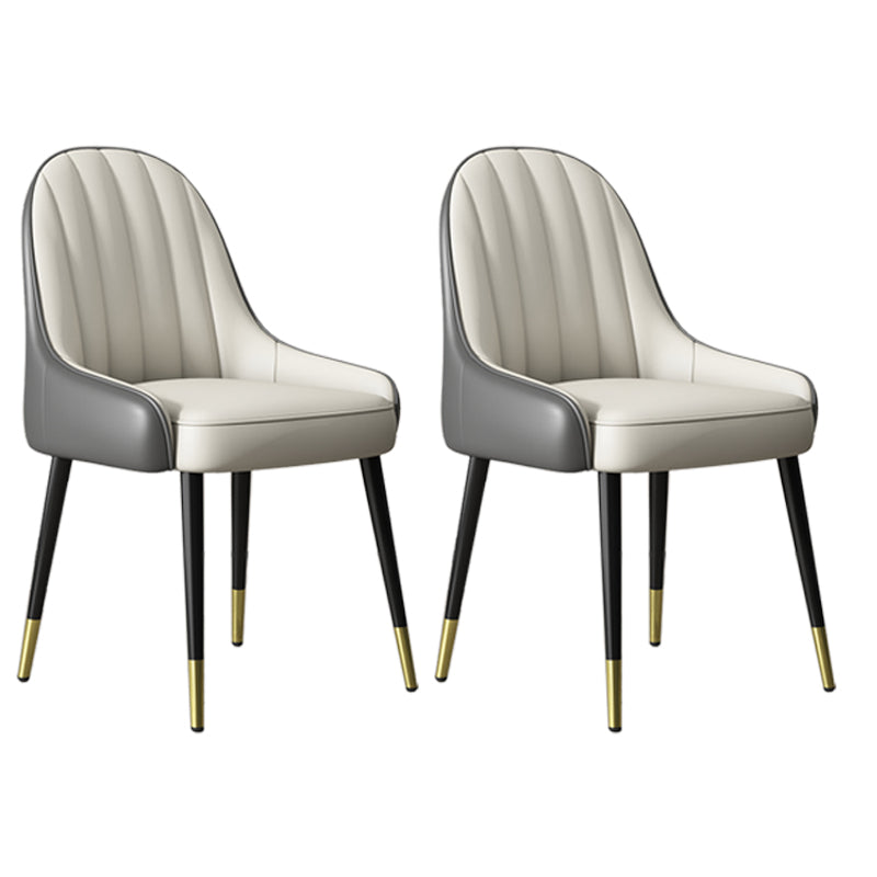 Indoor Scandinavian Arm Chair Parsons Back Metal Upholstered Dining Room Chair White-Gray 2 Piece Set Clearhalo ' kitchen&dining_furn' 'Dining Chairs' 'Dining Tables & Seating' 'dining_chair' 'furn' 'furn_dining_chair' 'Furniture' 'furniture_dining_chair' 'Kitchen & Dining Furniture' 'kitchen' 3998790