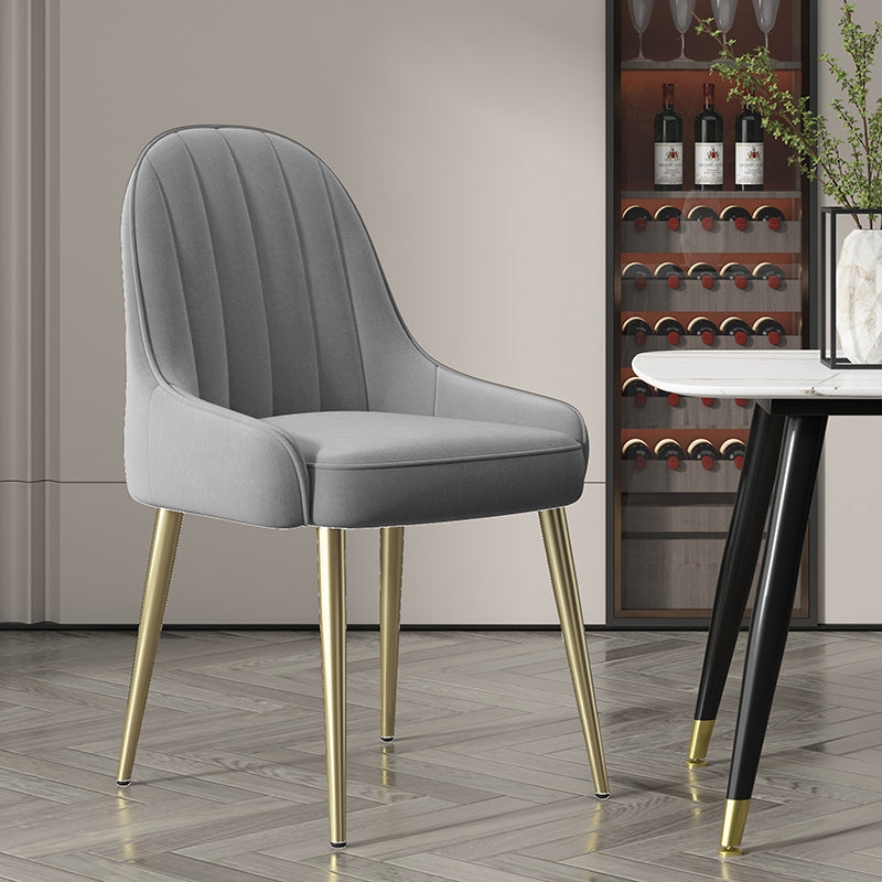 Indoor Scandinavian Arm Chair Parsons Back Metal Upholstered Dining Room Chair Light Gray 1 Piece Clearhalo ' kitchen&dining_furn' 'Dining Chairs' 'Dining Tables & Seating' 'dining_chair' 'furn' 'furn_dining_chair' 'Furniture' 'furniture_dining_chair' 'Kitchen & Dining Furniture' 'kitchen' 3998792