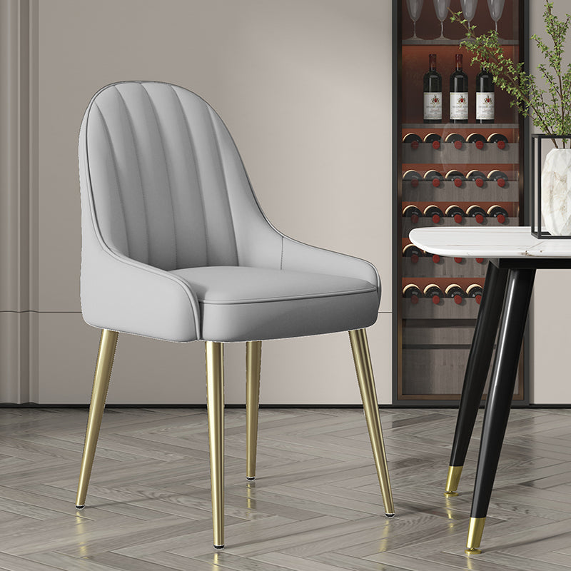 Indoor Scandinavian Arm Chair Parsons Back Metal Upholstered Dining Room Chair Silver Gray 1 Piece Clearhalo ' kitchen&dining_furn' 'Dining Chairs' 'Dining Tables & Seating' 'dining_chair' 'furn' 'furn_dining_chair' 'Furniture' 'furniture_dining_chair' 'Kitchen & Dining Furniture' 'kitchen' 3998804