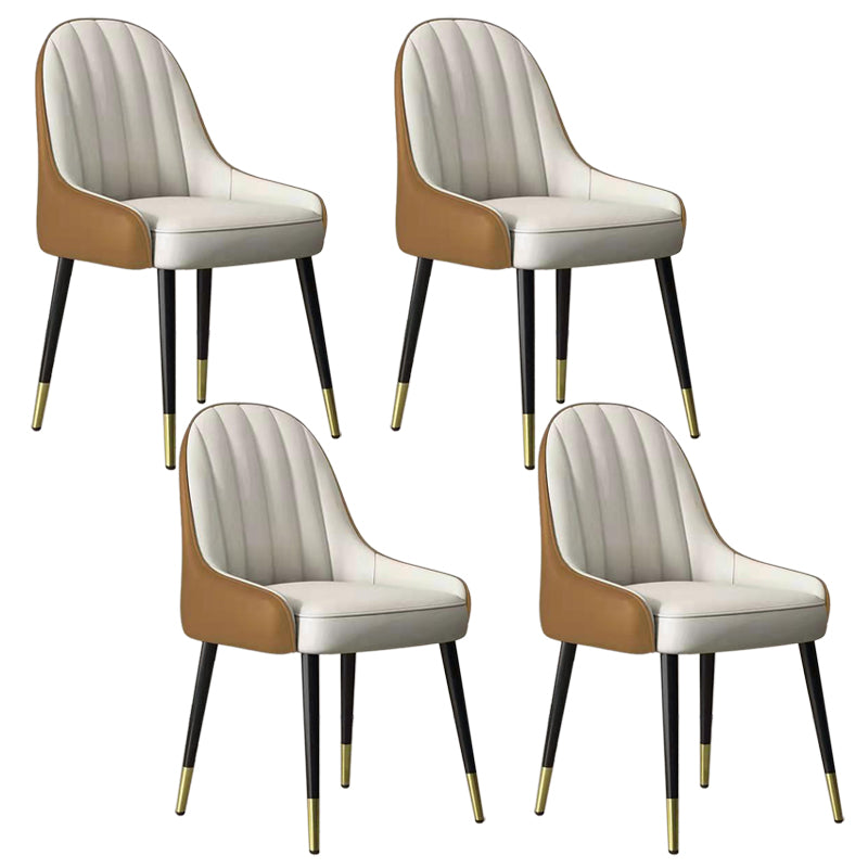Indoor Scandinavian Arm Chair Parsons Back Metal Upholstered Dining Room Chair White-Gold 4 Piece Set Clearhalo ' kitchen&dining_furn' 'Dining Chairs' 'Dining Tables & Seating' 'dining_chair' 'furn' 'furn_dining_chair' 'Furniture' 'furniture_dining_chair' 'Kitchen & Dining Furniture' 'kitchen' 3998812