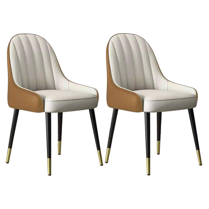 Indoor Scandinavian Arm Chair Parsons Back Metal Upholstered Dining Room Chair White-Gold 2 Piece Set Clearhalo ' kitchen&dining_furn' 'Dining Chairs' 'Dining Tables & Seating' 'dining_chair' 'furn' 'furn_dining_chair' 'Furniture' 'furniture_dining_chair' 'Kitchen & Dining Furniture' 'kitchen' 3998814
