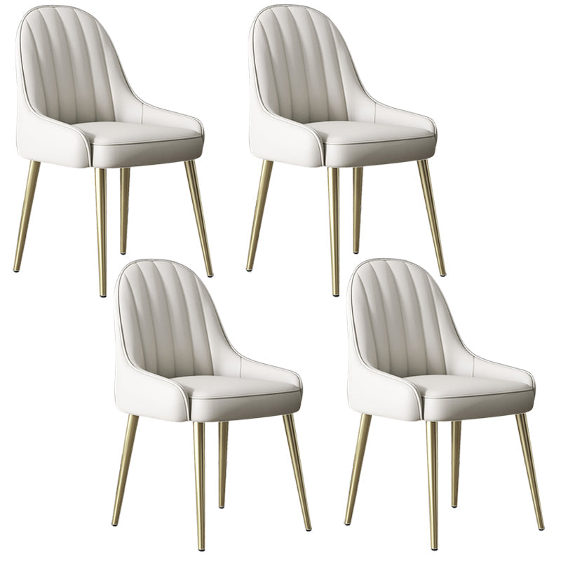 Indoor Scandinavian Arm Chair Parsons Back Metal Upholstered Dining Room Chair Off-White 4 Piece Set Clearhalo ' kitchen&dining_furn' 'Dining Chairs' 'Dining Tables & Seating' 'dining_chair' 'furn' 'furn_dining_chair' 'Furniture' 'furniture_dining_chair' 'Kitchen & Dining Furniture' 'kitchen' 3998815