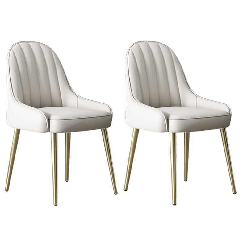 Indoor Scandinavian Arm Chair Parsons Back Metal Upholstered Dining Room Chair Off-White 2 Piece Set Clearhalo ' kitchen&dining_furn' 'Dining Chairs' 'Dining Tables & Seating' 'dining_chair' 'furn' 'furn_dining_chair' 'Furniture' 'furniture_dining_chair' 'Kitchen & Dining Furniture' 'kitchen' 3998817