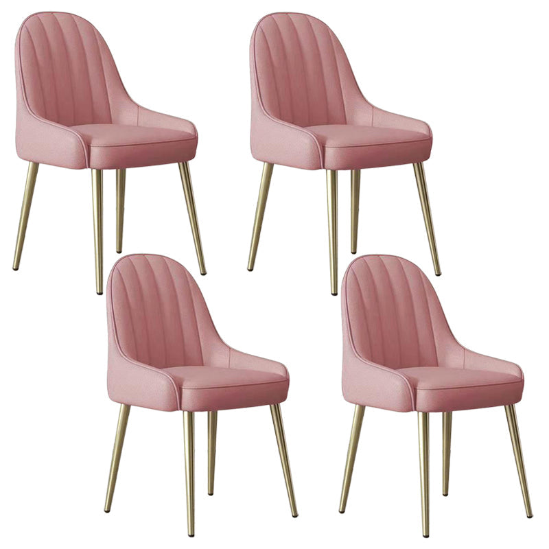 Indoor Scandinavian Arm Chair Parsons Back Metal Upholstered Dining Room Chair Nude Pink 4 Piece Set Clearhalo ' kitchen&dining_furn' 'Dining Chairs' 'Dining Tables & Seating' 'dining_chair' 'furn' 'furn_dining_chair' 'Furniture' 'furniture_dining_chair' 'Kitchen & Dining Furniture' 'kitchen' 3998818