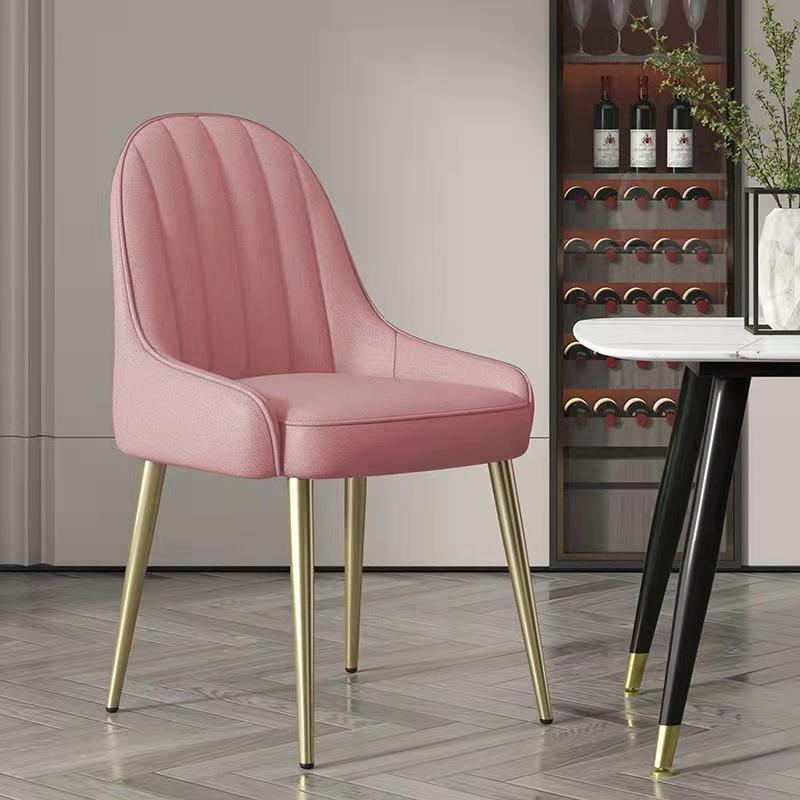 Indoor Scandinavian Arm Chair Parsons Back Metal Upholstered Dining Room Chair Nude Pink 1 Piece Clearhalo ' kitchen&dining_furn' 'Dining Chairs' 'Dining Tables & Seating' 'dining_chair' 'furn' 'furn_dining_chair' 'Furniture' 'furniture_dining_chair' 'Kitchen & Dining Furniture' 'kitchen' 3998819