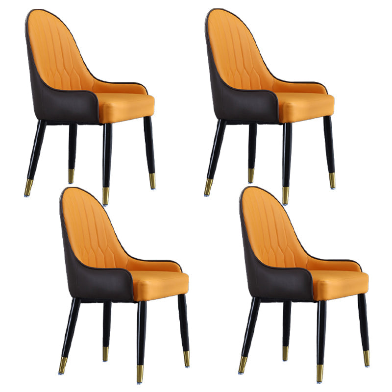 Nordic Glam Style Dining Chairs Wooden Dining Arm Side Chair for Kitchen Orange 4 Piece Set Clearhalo ' kitchen&dining_furn' 'Dining Chairs' 'Dining Tables & Seating' 'dining_chair' 'furn' 'furn_dining_chair' 'Furniture' 'furniture_dining_chair' 'Kitchen & Dining Furniture' 'kitchen' 3998831