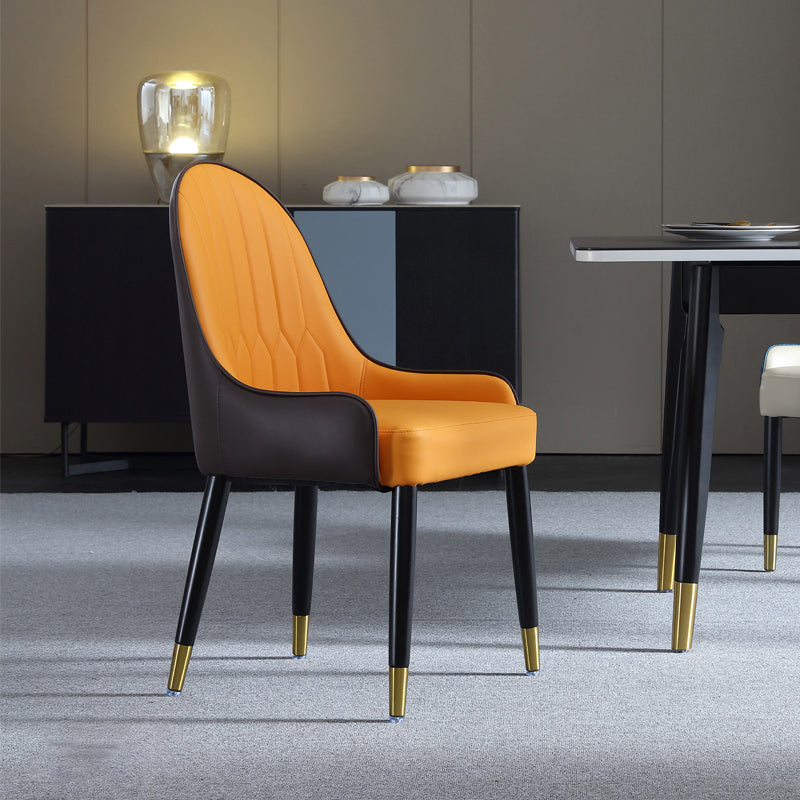 Nordic Glam Style Dining Chairs Wooden Dining Arm Side Chair for Kitchen Orange 1 Piece Clearhalo ' kitchen&dining_furn' 'Dining Chairs' 'Dining Tables & Seating' 'dining_chair' 'furn' 'furn_dining_chair' 'Furniture' 'furniture_dining_chair' 'Kitchen & Dining Furniture' 'kitchen' 3998833