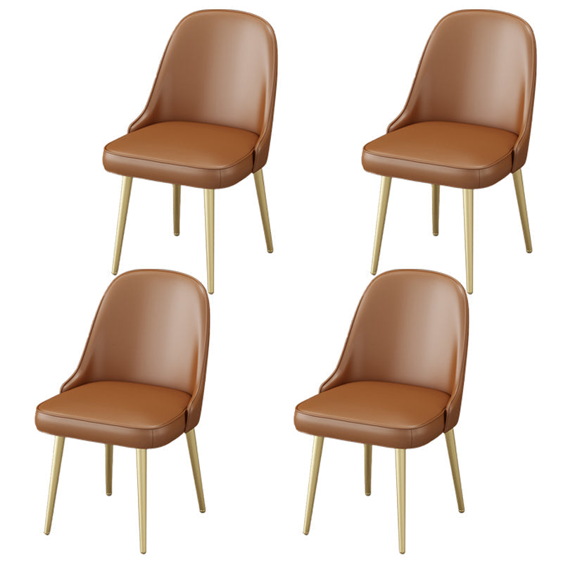 Nordic Metal Dining Room Armless Chairs Upholstered Linen Fabric Chairs for Restaurant Brown 4 Piece Set Clearhalo ' kitchen&dining_furn' 'Dining Chairs' 'Dining Tables & Seating' 'dining_chair' 'furn' 'furn_dining_chair' 'Furniture' 'furniture_dining_chair' 'Kitchen & Dining Furniture' 'kitchen' 3998885