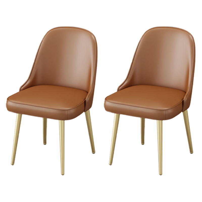 Nordic Metal Dining Room Armless Chairs Upholstered Linen Fabric Chairs for Restaurant Brown 2 Piece Set Clearhalo ' kitchen&dining_furn' 'Dining Chairs' 'Dining Tables & Seating' 'dining_chair' 'furn' 'furn_dining_chair' 'Furniture' 'furniture_dining_chair' 'Kitchen & Dining Furniture' 'kitchen' 3998887