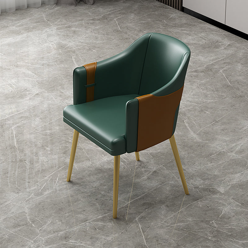 Nordic Metal Dining Room Arm Chairs Leather Dining Side Chair for Restaurant Blackish Green 1 Piece Clearhalo ' kitchen&dining_furn' 'Dining Chairs' 'Dining Tables & Seating' 'dining_chair' 'furn' 'furn_dining_chair' 'Furniture' 'furniture_dining_chair' 'Kitchen & Dining Furniture' 'kitchen' 3998892