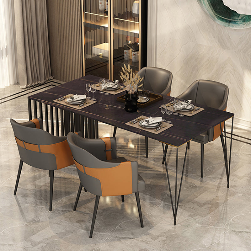 Nordic Metal Dining Room Arm Chairs Leather Dining Side Chair for Restaurant Clearhalo ' kitchen&dining_furn' 'Dining Chairs' 'Dining Tables & Seating' 'dining_chair' 'furn' 'furn_dining_chair' 'Furniture' 'furniture_dining_chair' 'Kitchen & Dining Furniture' 'kitchen' 3998894