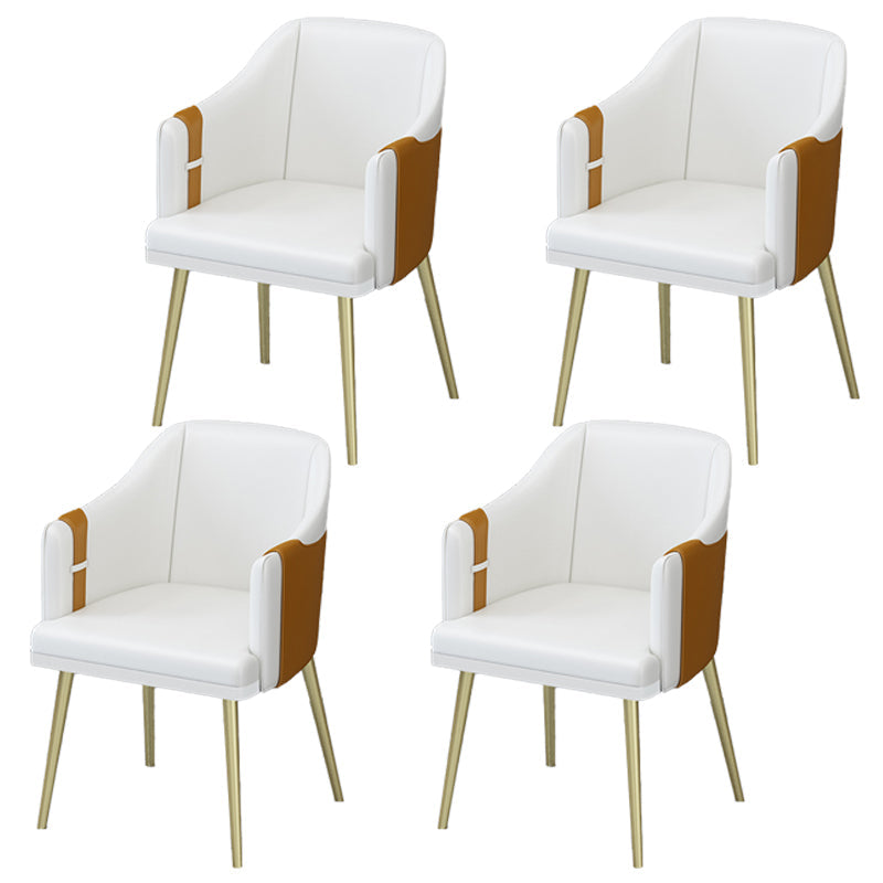 Nordic Metal Dining Room Arm Chairs Leather Dining Side Chair for Restaurant White 4 Piece Set Clearhalo ' kitchen&dining_furn' 'Dining Chairs' 'Dining Tables & Seating' 'dining_chair' 'furn' 'furn_dining_chair' 'Furniture' 'furniture_dining_chair' 'Kitchen & Dining Furniture' 'kitchen' 3998895