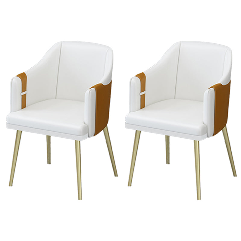 Nordic Metal Dining Room Arm Chairs Leather Dining Side Chair for Restaurant White 2 Piece Set Clearhalo ' kitchen&dining_furn' 'Dining Chairs' 'Dining Tables & Seating' 'dining_chair' 'furn' 'furn_dining_chair' 'Furniture' 'furniture_dining_chair' 'Kitchen & Dining Furniture' 'kitchen' 3998900