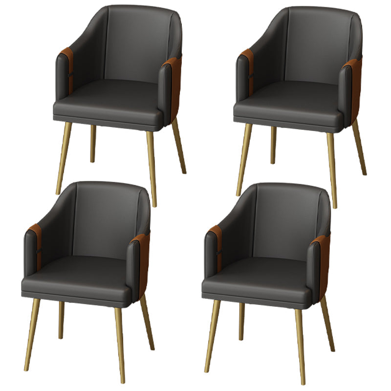 Nordic Metal Dining Room Arm Chairs Leather Dining Side Chair for Restaurant Dark Gray 4 Piece Set Clearhalo ' kitchen&dining_furn' 'Dining Chairs' 'Dining Tables & Seating' 'dining_chair' 'furn' 'furn_dining_chair' 'Furniture' 'furniture_dining_chair' 'Kitchen & Dining Furniture' 'kitchen' 3998902