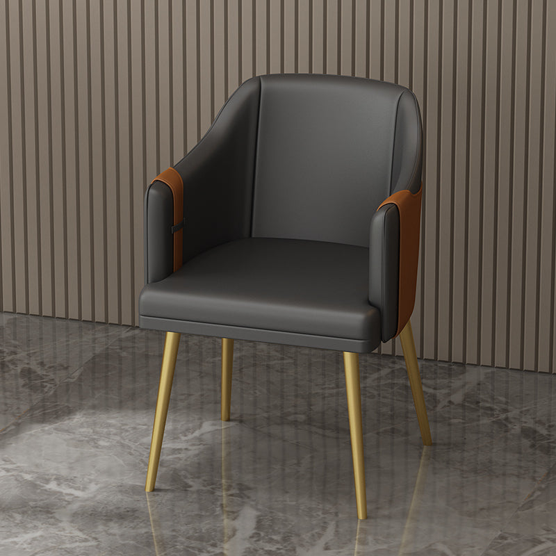 Nordic Metal Dining Room Arm Chairs Leather Dining Side Chair for Restaurant Dark Gray 1 Piece Clearhalo ' kitchen&dining_furn' 'Dining Chairs' 'Dining Tables & Seating' 'dining_chair' 'furn' 'furn_dining_chair' 'Furniture' 'furniture_dining_chair' 'Kitchen & Dining Furniture' 'kitchen' 3998904