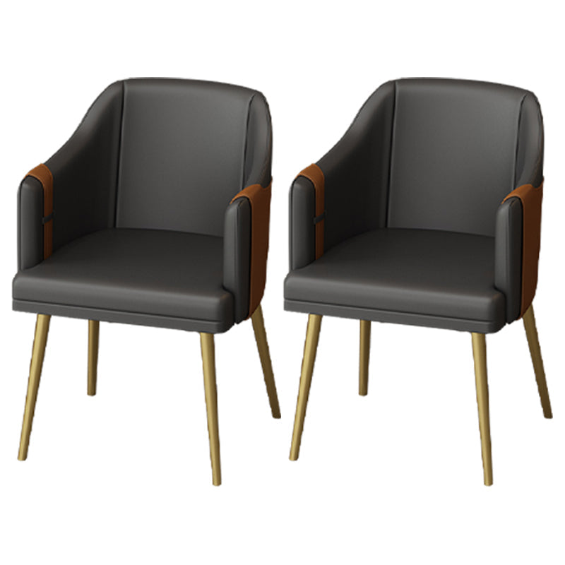 Nordic Metal Dining Room Arm Chairs Leather Dining Side Chair for Restaurant Dark Gray 2 Piece Set Clearhalo ' kitchen&dining_furn' 'Dining Chairs' 'Dining Tables & Seating' 'dining_chair' 'furn' 'furn_dining_chair' 'Furniture' 'furniture_dining_chair' 'Kitchen & Dining Furniture' 'kitchen' 3998905