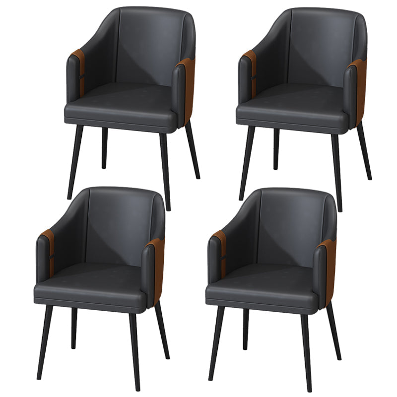 Nordic Metal Dining Room Arm Chairs Leather Dining Side Chair for Restaurant Black 4 Piece Set Clearhalo ' kitchen&dining_furn' 'Dining Chairs' 'Dining Tables & Seating' 'dining_chair' 'furn' 'furn_dining_chair' 'Furniture' 'furniture_dining_chair' 'Kitchen & Dining Furniture' 'kitchen' 3998907