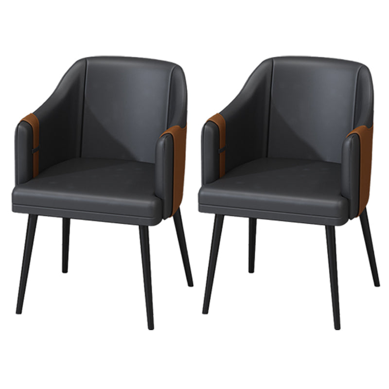 Nordic Metal Dining Room Arm Chairs Leather Dining Side Chair for Restaurant Black 2 Piece Set Clearhalo ' kitchen&dining_furn' 'Dining Chairs' 'Dining Tables & Seating' 'dining_chair' 'furn' 'furn_dining_chair' 'Furniture' 'furniture_dining_chair' 'Kitchen & Dining Furniture' 'kitchen' 3998909