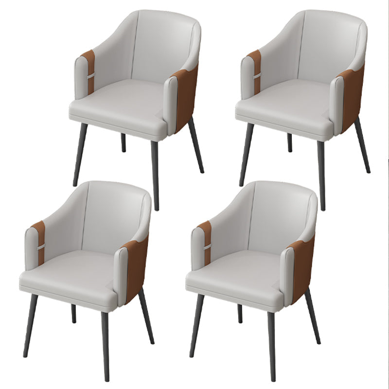 Nordic Metal Dining Room Arm Chairs Leather Dining Side Chair for Restaurant Grey 4 Piece Set Clearhalo ' kitchen&dining_furn' 'Dining Chairs' 'Dining Tables & Seating' 'dining_chair' 'furn' 'furn_dining_chair' 'Furniture' 'furniture_dining_chair' 'Kitchen & Dining Furniture' 'kitchen' 3998910