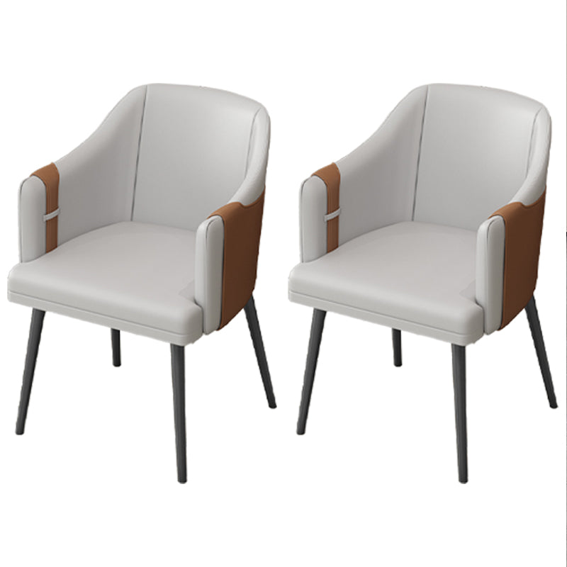 Nordic Metal Dining Room Arm Chairs Leather Dining Side Chair for Restaurant Grey 2 Piece Set Clearhalo ' kitchen&dining_furn' 'Dining Chairs' 'Dining Tables & Seating' 'dining_chair' 'furn' 'furn_dining_chair' 'Furniture' 'furniture_dining_chair' 'Kitchen & Dining Furniture' 'kitchen' 3998912