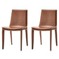 Contemporary Design Leather Chair Set Solid Back Side Dining Chairs (Set of 2) Caramel Clearhalo ' kitchen&dining_furn' 'Dining Chairs' 'Dining Tables & Seating' 'dining_chair' 'furn' 'furn_dining_chair' 'Furniture' 'furniture_dining_chair' 'Kitchen & Dining Furniture' 'kitchen' 3998918