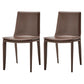 Contemporary Design Leather Chair Set Solid Back Side Dining Chairs (Set of 2) Dark Coffee Clearhalo ' kitchen&dining_furn' 'Dining Chairs' 'Dining Tables & Seating' 'dining_chair' 'furn' 'furn_dining_chair' 'Furniture' 'furniture_dining_chair' 'Kitchen & Dining Furniture' 'kitchen' 3998923