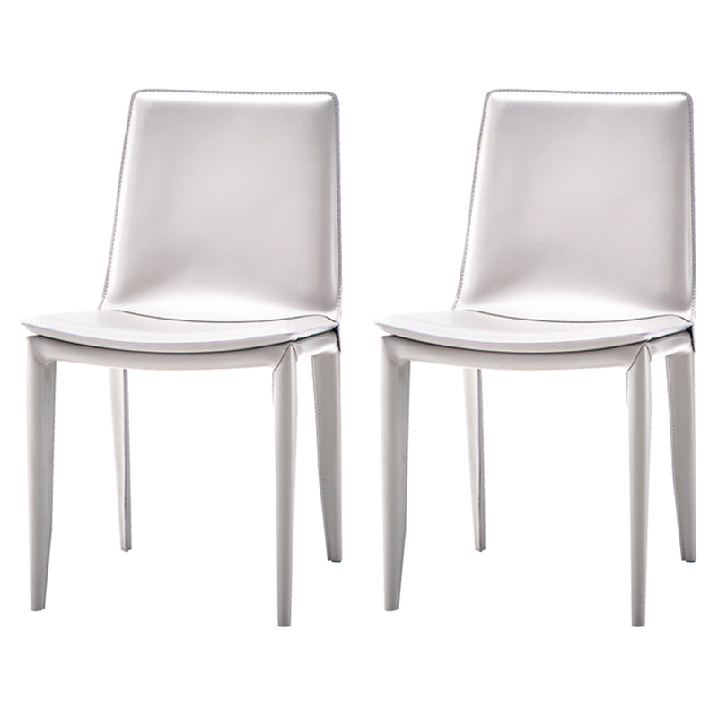 Contemporary Design Leather Chair Set Solid Back Side Dining Chairs (Set of 2) White Clearhalo ' kitchen&dining_furn' 'Dining Chairs' 'Dining Tables & Seating' 'dining_chair' 'furn' 'furn_dining_chair' 'Furniture' 'furniture_dining_chair' 'Kitchen & Dining Furniture' 'kitchen' 3998924