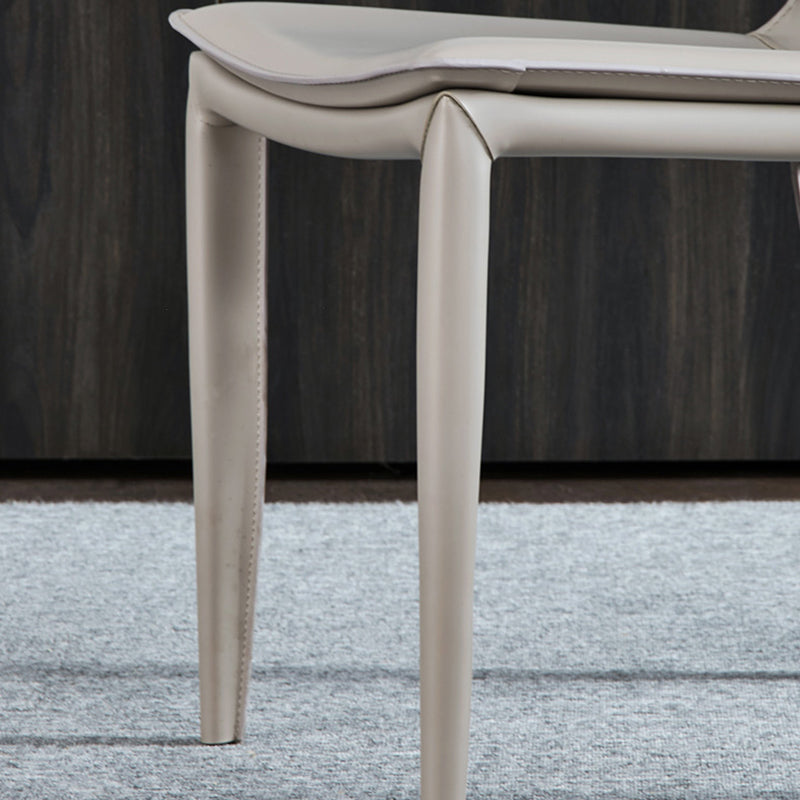 Contemporary Design Leather Chair Set Solid Back Side Dining Chairs (Set of 2) Clearhalo ' kitchen&dining_furn' 'Dining Chairs' 'Dining Tables & Seating' 'dining_chair' 'furn' 'furn_dining_chair' 'Furniture' 'furniture_dining_chair' 'Kitchen & Dining Furniture' 'kitchen' 3998930