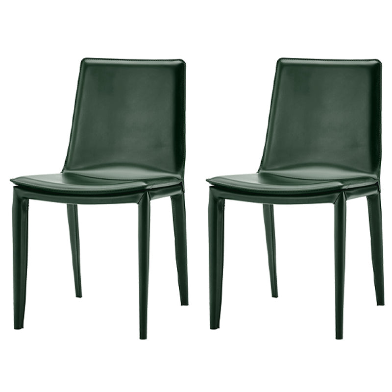 Contemporary Design Leather Chair Set Solid Back Side Dining Chairs (Set of 2) Blackish Green Clearhalo ' kitchen&dining_furn' 'Dining Chairs' 'Dining Tables & Seating' 'dining_chair' 'furn' 'furn_dining_chair' 'Furniture' 'furniture_dining_chair' 'Kitchen & Dining Furniture' 'kitchen' 3998931
