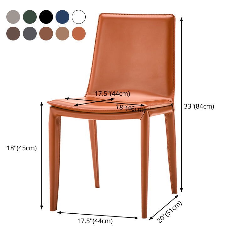 Contemporary Design Leather Chair Set Solid Back Side Dining Chairs (Set of 2) Clearhalo ' kitchen&dining_furn' 'Dining Chairs' 'Dining Tables & Seating' 'dining_chair' 'furn' 'furn_dining_chair' 'Furniture' 'furniture_dining_chair' 'Kitchen & Dining Furniture' 'kitchen' 3998935