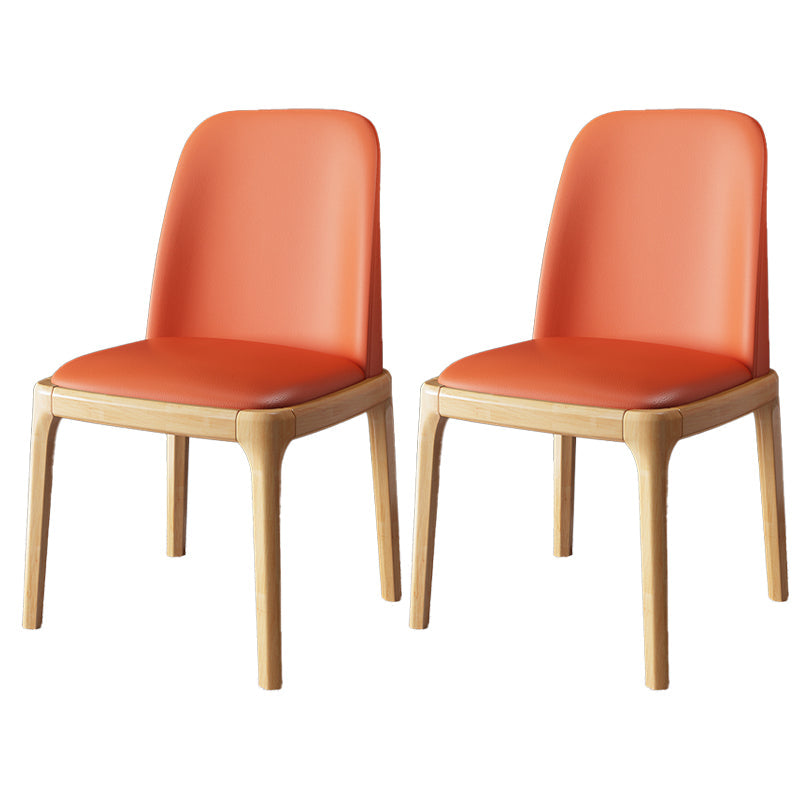 Scandinavian Rubberwood Chairs Set Solid Back Side Dining Chair (Set of 2) Orange Clearhalo ' kitchen&dining_furn' 'Dining Chairs' 'Dining Tables & Seating' 'dining_chair' 'furn' 'furn_dining_chair' 'Furniture' 'furniture_dining_chair' 'Kitchen & Dining Furniture' 'kitchen' 3998949