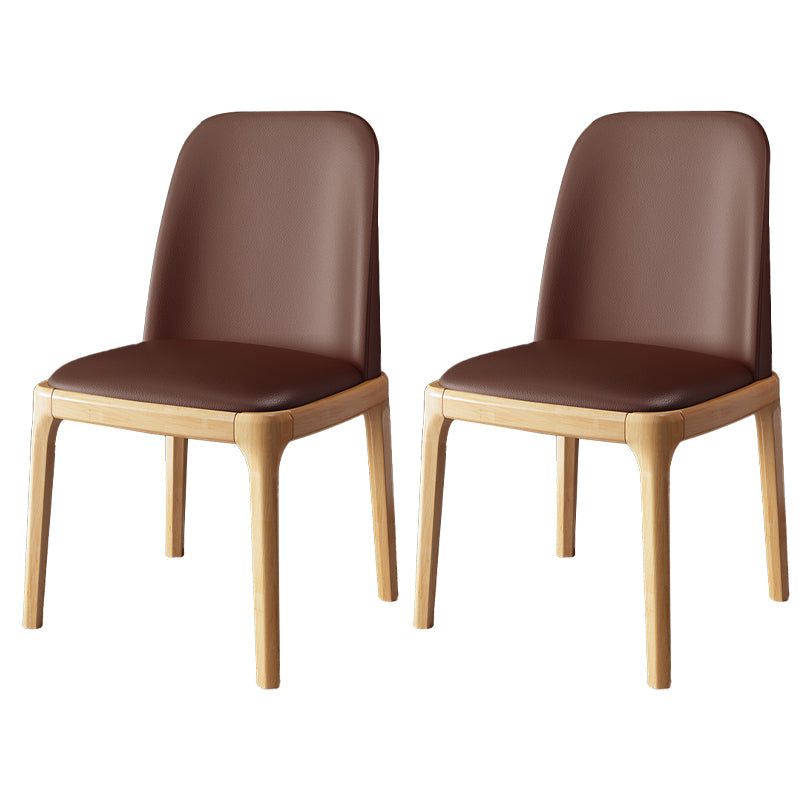 Scandinavian Rubberwood Chairs Set Solid Back Side Dining Chair (Set of 2) Red Brown Clearhalo ' kitchen&dining_furn' 'Dining Chairs' 'Dining Tables & Seating' 'dining_chair' 'furn' 'furn_dining_chair' 'Furniture' 'furniture_dining_chair' 'Kitchen & Dining Furniture' 'kitchen' 3998953