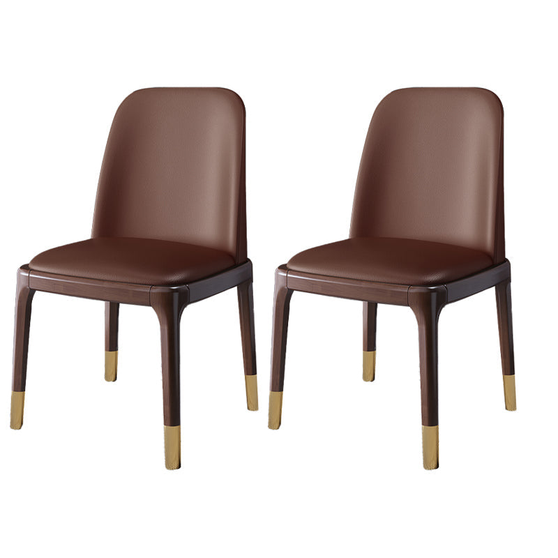 Scandinavian Rubberwood Chairs Set Solid Back Side Dining Chair (Set of 2) Coffee Clearhalo ' kitchen&dining_furn' 'Dining Chairs' 'Dining Tables & Seating' 'dining_chair' 'furn' 'furn_dining_chair' 'Furniture' 'furniture_dining_chair' 'Kitchen & Dining Furniture' 'kitchen' 3998954