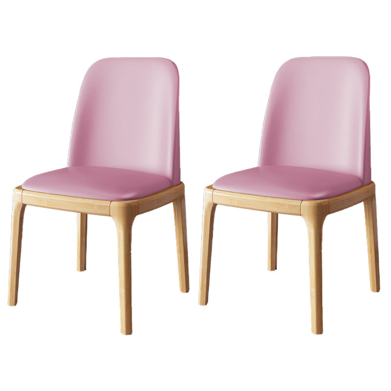 Scandinavian Rubberwood Chairs Set Solid Back Side Dining Chair (Set of 2) Pink Clearhalo ' kitchen&dining_furn' 'Dining Chairs' 'Dining Tables & Seating' 'dining_chair' 'furn' 'furn_dining_chair' 'Furniture' 'furniture_dining_chair' 'Kitchen & Dining Furniture' 'kitchen' 3998968