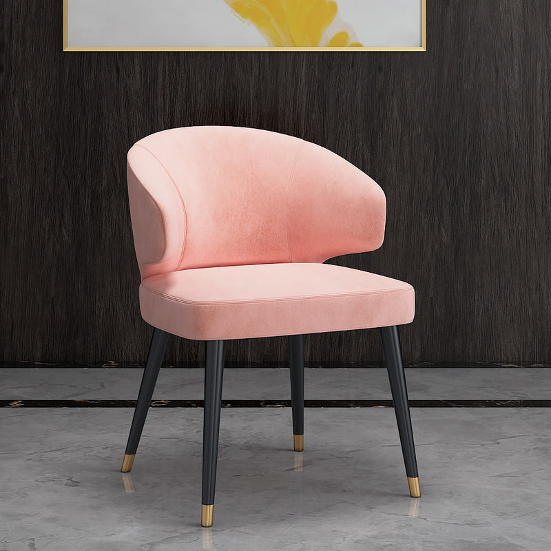 Nordic Metal Dining Room Arm Chairs Velvet Dining Side Chair for Restaurant Pink 1 Piece Black Clearhalo ' kitchen&dining_furn' 'Dining Chairs' 'Dining Tables & Seating' 'dining_chair' 'furn' 'furn_dining_chair' 'Furniture' 'furniture_dining_chair' 'Kitchen & Dining Furniture' 'kitchen' 3998977