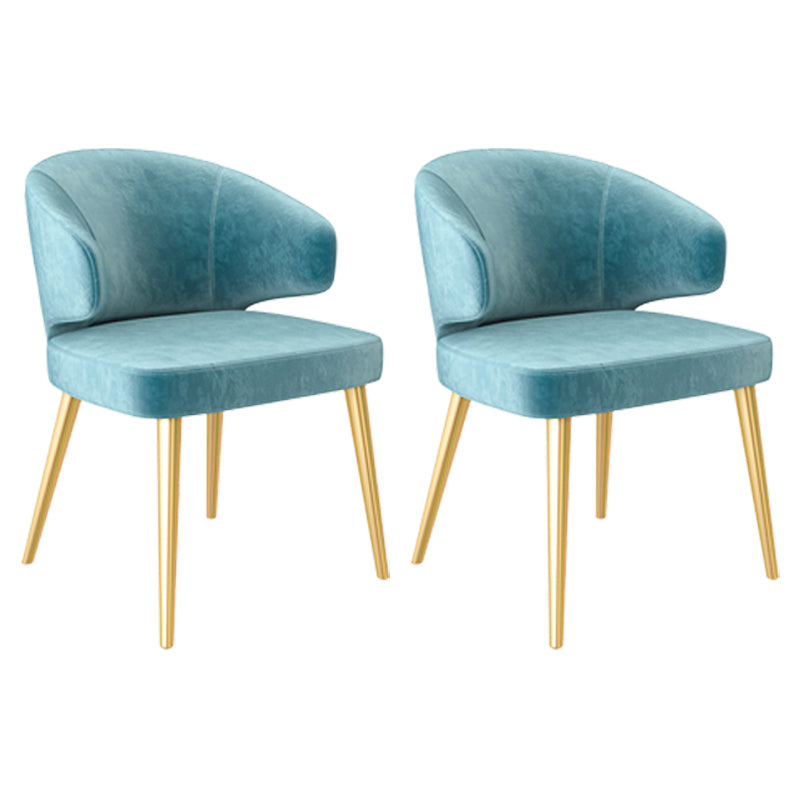 Nordic Metal Dining Room Arm Chairs Velvet Dining Side Chair for Restaurant Blue 2 Piece Set Brass Gold Clearhalo ' kitchen&dining_furn' 'Dining Chairs' 'Dining Tables & Seating' 'dining_chair' 'furn' 'furn_dining_chair' 'Furniture' 'furniture_dining_chair' 'Kitchen & Dining Furniture' 'kitchen' 3998984