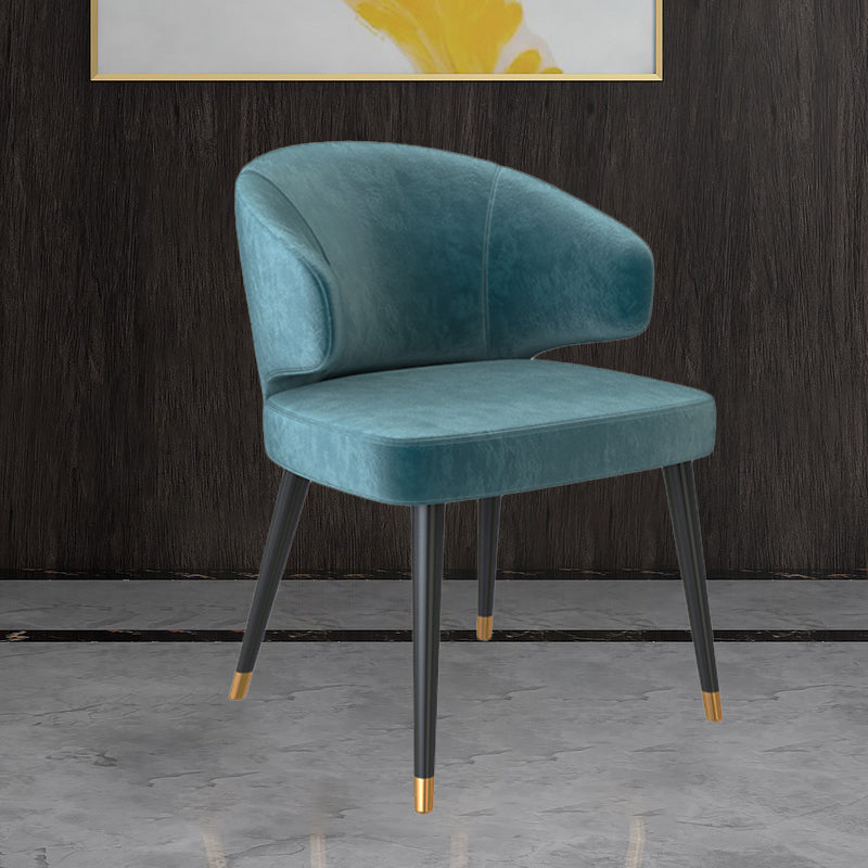 Nordic Metal Dining Room Arm Chairs Velvet Dining Side Chair for Restaurant Blue 1 Piece Black Clearhalo ' kitchen&dining_furn' 'Dining Chairs' 'Dining Tables & Seating' 'dining_chair' 'furn' 'furn_dining_chair' 'Furniture' 'furniture_dining_chair' 'Kitchen & Dining Furniture' 'kitchen' 3998986