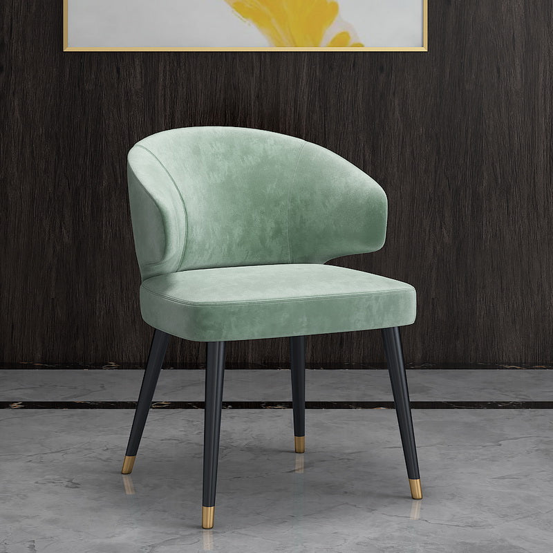 Nordic Metal Dining Room Arm Chairs Velvet Dining Side Chair for Restaurant Green 1 Piece Black Clearhalo ' kitchen&dining_furn' 'Dining Chairs' 'Dining Tables & Seating' 'dining_chair' 'furn' 'furn_dining_chair' 'Furniture' 'furniture_dining_chair' 'Kitchen & Dining Furniture' 'kitchen' 3999001