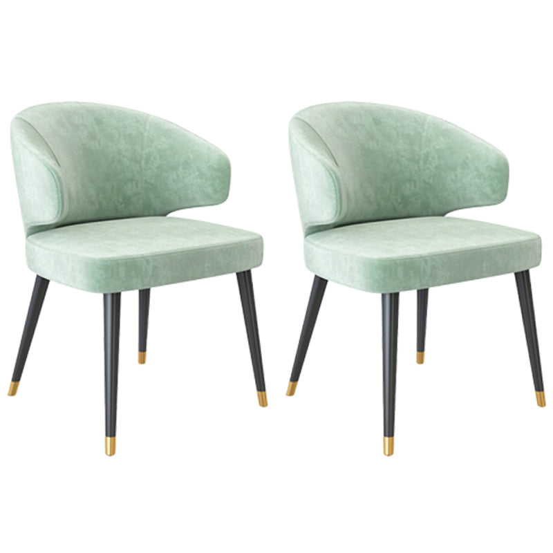 Nordic Metal Dining Room Arm Chairs Velvet Dining Side Chair for Restaurant Green 2 Piece Set Black Clearhalo ' kitchen&dining_furn' 'Dining Chairs' 'Dining Tables & Seating' 'dining_chair' 'furn' 'furn_dining_chair' 'Furniture' 'furniture_dining_chair' 'Kitchen & Dining Furniture' 'kitchen' 3999002