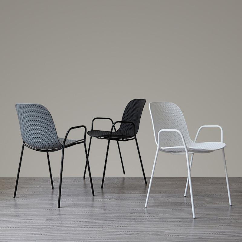 Industrial Style Kitchen Plastic Dining Chairs Dining Stackable Arm Chairs with Metal Legs Clearhalo ' kitchen&dining_furn' 'Dining Chairs' 'Dining Tables & Seating' 'dining_chair' 'furn' 'furn_dining_chair' 'Furniture' 'furniture_dining_chair' 'Kitchen & Dining Furniture' 'kitchen' 3999004