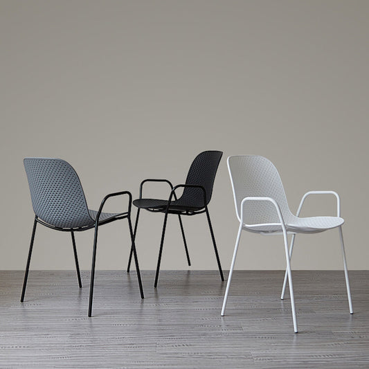 Industrial Style Kitchen Plastic Dining Chairs Dining Stackable Arm Chairs with Metal Legs Clearhalo ' kitchen&dining_furn' 'Dining Chairs' 'Dining Tables & Seating' 'dining_chair' 'furn' 'furn_dining_chair' 'Furniture' 'furniture_dining_chair' 'Kitchen & Dining Furniture' 'kitchen' 3999004