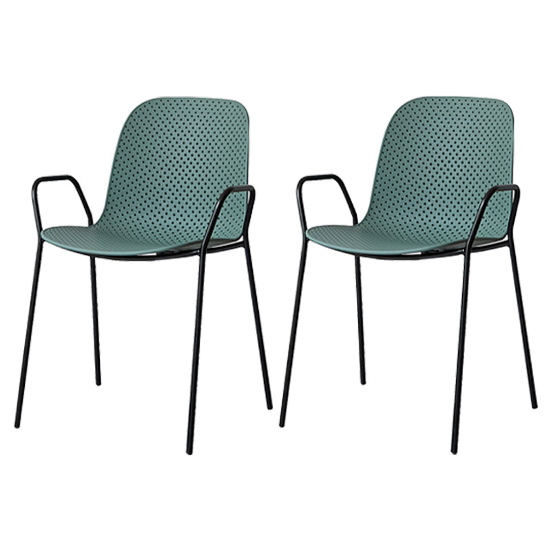 Industrial Style Kitchen Plastic Dining Chairs Dining Stackable Arm Chairs with Metal Legs Green 2 Piece Set Clearhalo ' kitchen&dining_furn' 'Dining Chairs' 'Dining Tables & Seating' 'dining_chair' 'furn' 'furn_dining_chair' 'Furniture' 'furniture_dining_chair' 'Kitchen & Dining Furniture' 'kitchen' 3999021