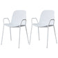 Industrial Style Kitchen Plastic Dining Chairs Dining Stackable Arm Chairs with Metal Legs White 2 Piece Set Clearhalo ' kitchen&dining_furn' 'Dining Chairs' 'Dining Tables & Seating' 'dining_chair' 'furn' 'furn_dining_chair' 'Furniture' 'furniture_dining_chair' 'Kitchen & Dining Furniture' 'kitchen' 3999026
