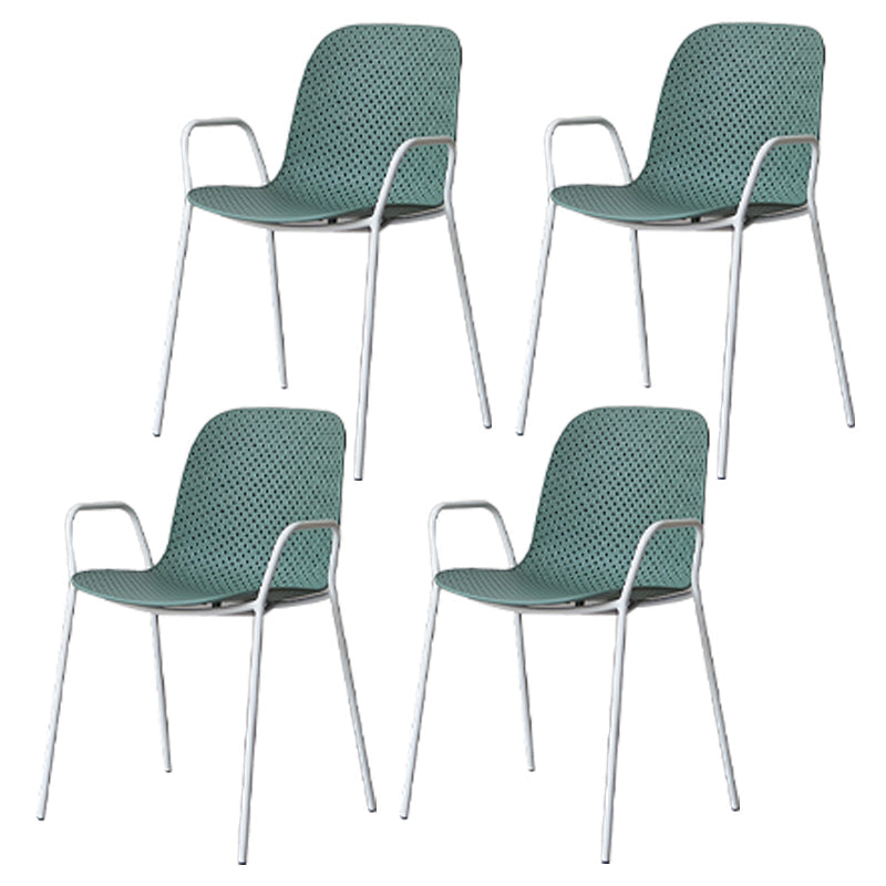 Industrial Style Kitchen Plastic Dining Chairs Dining Stackable Arm Chairs with Metal Legs Blackish Green 4 Piece Set Clearhalo ' kitchen&dining_furn' 'Dining Chairs' 'Dining Tables & Seating' 'dining_chair' 'furn' 'furn_dining_chair' 'Furniture' 'furniture_dining_chair' 'Kitchen & Dining Furniture' 'kitchen' 3999030