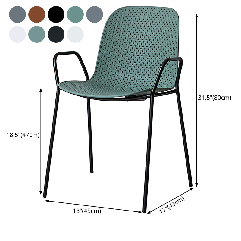 Industrial Style Kitchen Plastic Dining Chairs Dining Stackable Arm Chairs with Metal Legs Clearhalo ' kitchen&dining_furn' 'Dining Chairs' 'Dining Tables & Seating' 'dining_chair' 'furn' 'furn_dining_chair' 'Furniture' 'furniture_dining_chair' 'Kitchen & Dining Furniture' 'kitchen' 3999042