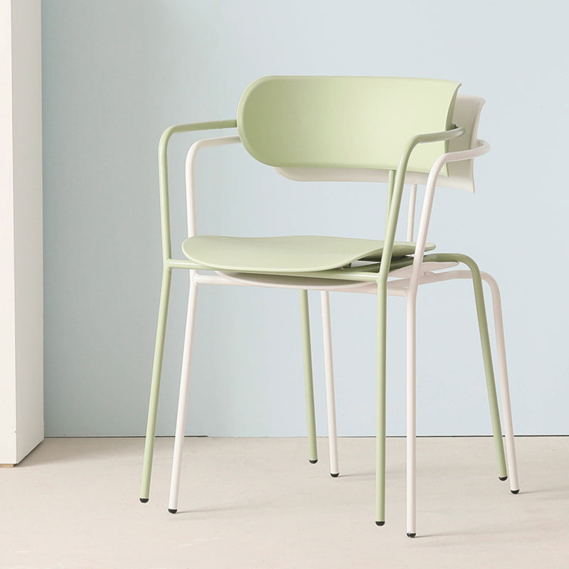 Industrial Style Kitchen Dining Chairs Dining Stackable Arm Chairs with Metal Legs (Set of 4) Clearhalo ' kitchen&dining_furn' 'Dining Chairs' 'Dining Tables & Seating' 'dining_chair' 'furn' 'furn_dining_chair' 'Furniture' 'furniture_dining_chair' 'Kitchen & Dining Furniture' 'kitchen' 3999043