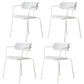 Industrial Style Kitchen Dining Chairs Dining Stackable Arm Chairs with Metal Legs (Set of 4) White Clearhalo ' kitchen&dining_furn' 'Dining Chairs' 'Dining Tables & Seating' 'dining_chair' 'furn' 'furn_dining_chair' 'Furniture' 'furniture_dining_chair' 'Kitchen & Dining Furniture' 'kitchen' 3999044